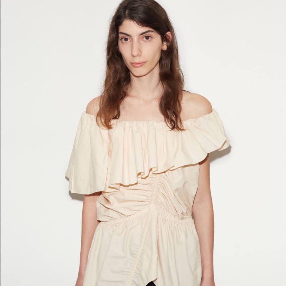 ISO Lemaire Ruffle One Shoulder Ruched Top - Picture 2 of 2